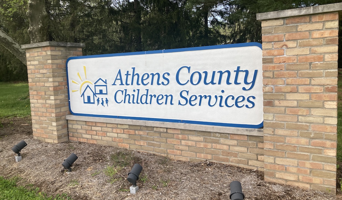 An Athens County Children Services sign