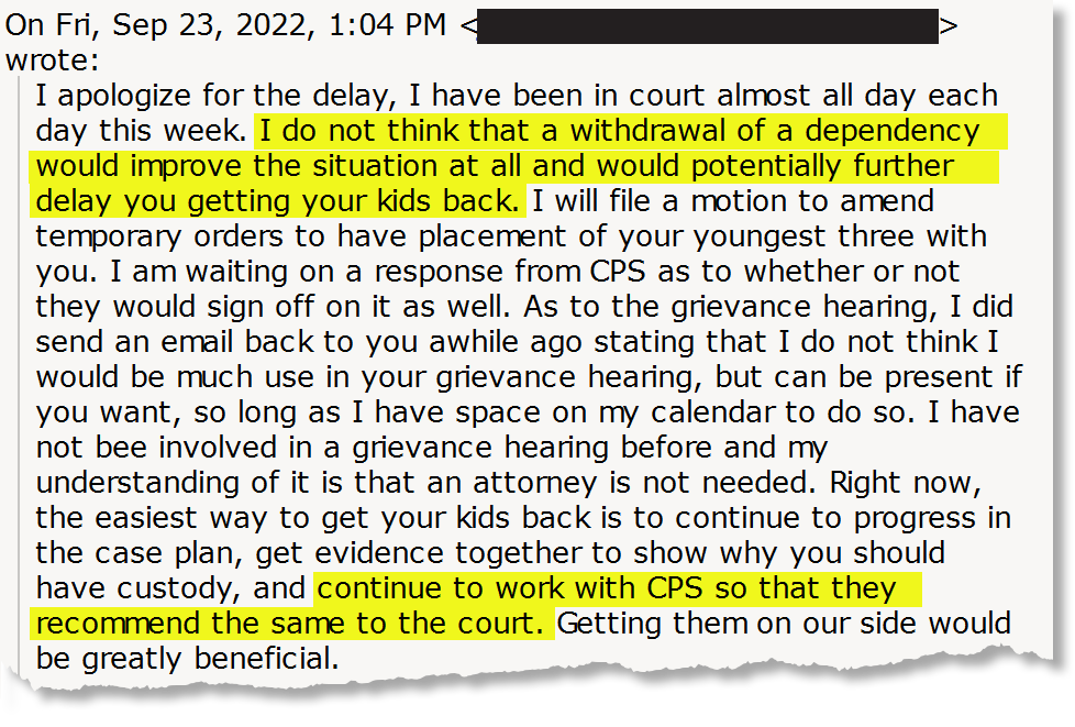 An email from defense attorney Jon Getson to Theresa Fogel
