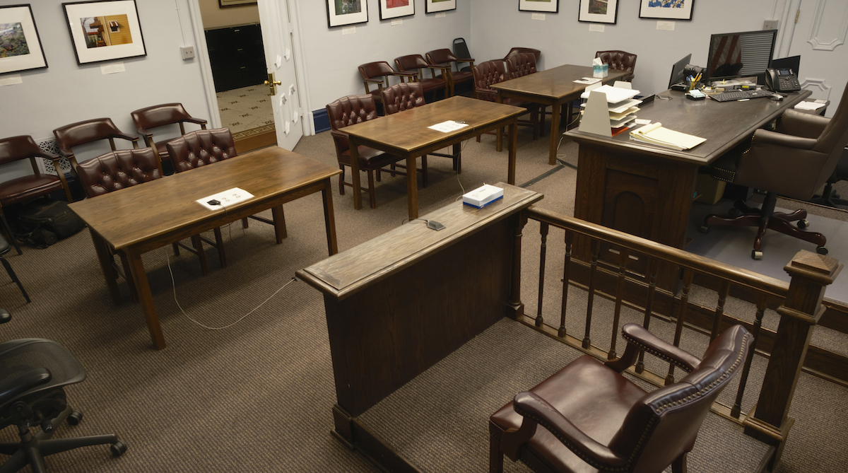 A photo the juvenile courtroom at the Athens County courthouse