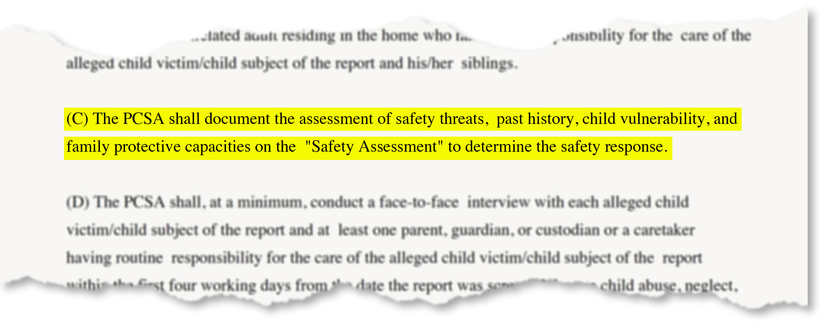 A section of the Ohio Administrative Code section on safety assessments